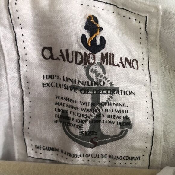 Claudio Milano White linen luxury Hi lo linen tunic blouse. Size S - Picture 2 of 8